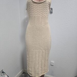 House of Harlow 1960 Cream Knit Midi Dress